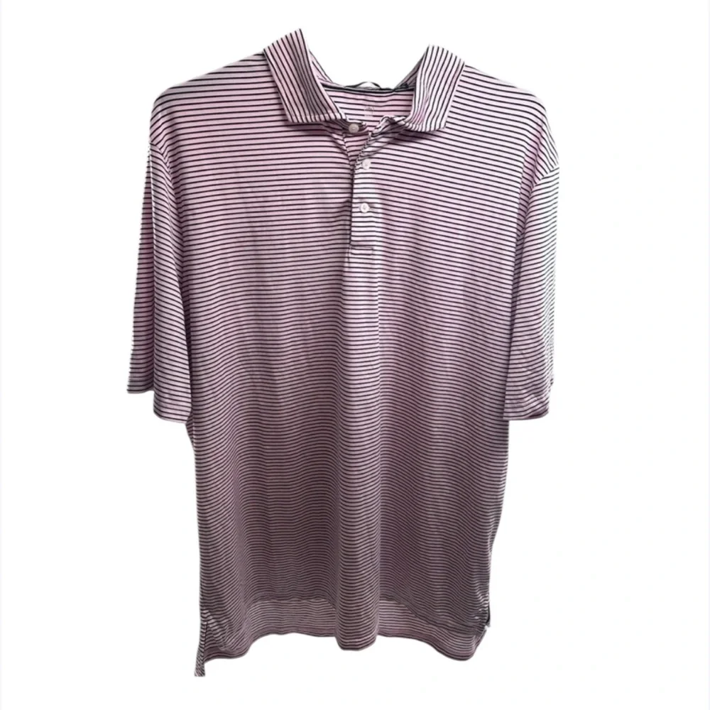 RLX Ralph Lauren Polo‎ Shirt Mens XXL Pink White Striped Governors Club TN Golf